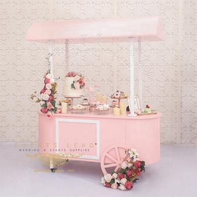 China Hot Wedding Decoration 2021 New Item Pink Stainless Steel Recommend Wedding Dessert Cart for sale