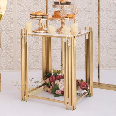 China Gold Love Design Luxury Round Tube Weeding Stainless Steel Cake Table Stage / Party New for sale