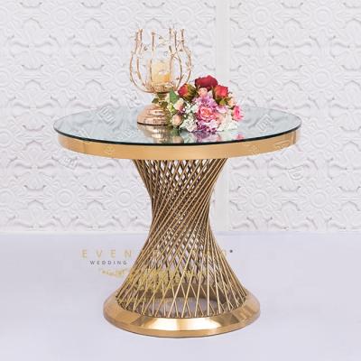 China Wedding Decoration Rose Gold Stainless Steel Popular High Quality Round Cake Table Wedding for sale