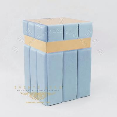 China Hot Selling Wedding Decoration Blue Velvet Cute Cloth PVC Cake Tables For Events Display for sale