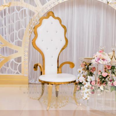 China Gold Stainless Steel Event Furniture Modern Luxury Elegant Wedding APHRODITE Throne Chair for sale