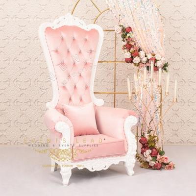 China Hot New Modern Pure White Wood Frame Recommend Wedding Throne Chair Pink for sale