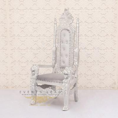 China Gray Cushion With Silver Frame Modern Wedding Furniture Event Queen Throne Chair for sale