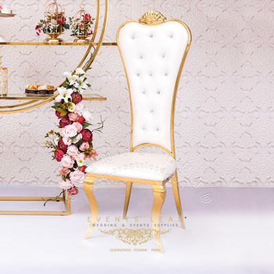 China Modern Exquisite Popular Luxury Stainless Steel Wedding Gold Decor Large Dimond Throne Chair for sale