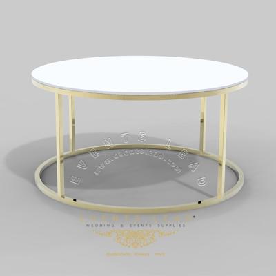 China Adjustable Events Ideas Stainless Steel (Other) Round Modern Hot Selling Glass Coffee Table for sale