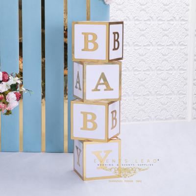 China Wedding Decoration Hot Selling White Birthday Props SHAI BABY 4 Boxes Baby Shower for sale