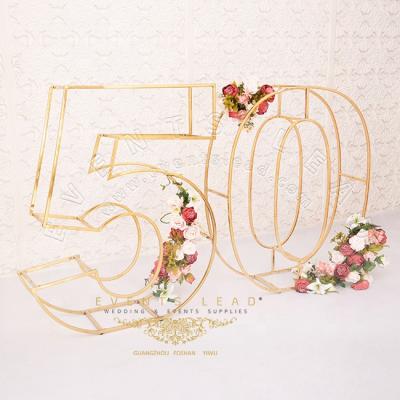 China Wedding Decoration Numbers Stainless Steel Gold Customizable Hot Sale Flower Stand for sale