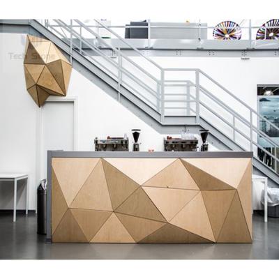 China Modern Graceful Design Artificial Stone Look Convex Shape Custom Front Counter for sale