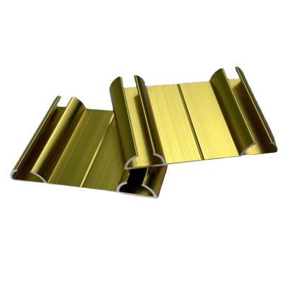 China Temper T3-T8 Gold Anodized Aluminium Profile for Making Sliding Door Wardrobe Grade 6000 Series for sale