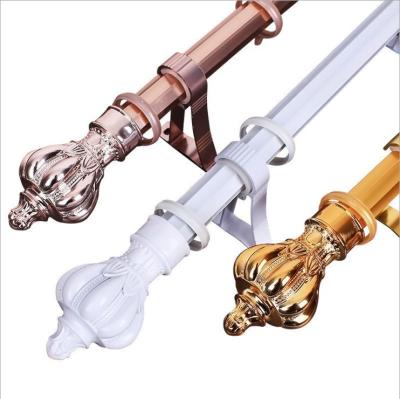 China Elegant Design Custom Length Double Curtain Rods Aluminum Alloy Curtain Metal Rod Poles for sale