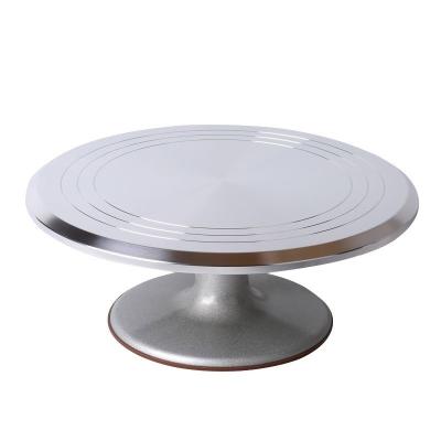 China Wholesale Cake Decorating Wedding Party Rotating Silver Round Aluminum Metal Cake turntable for birthday cake for sale