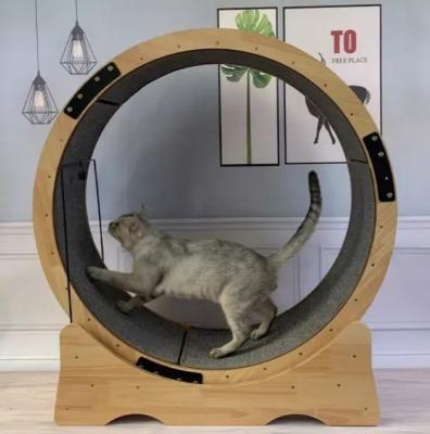 China Cat Treadmill Mute Cat Running Wheel Sports Roller Solid Wood Large Cat Climbing Rack Pet Fitness Toys for sale