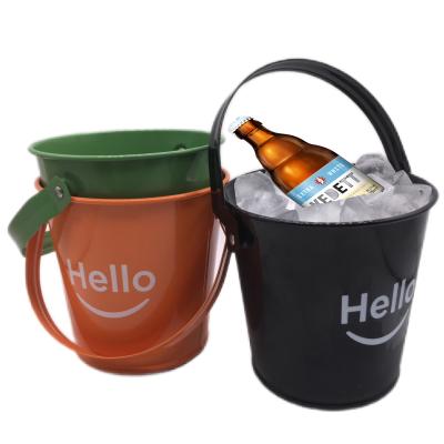 China Christmas children's toy tinplate bucket portable beer tinplate ice bucket for sale