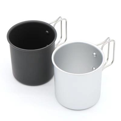 China 300ml Collapsible Aluminum Alloy Mug Black or Silver Stocked Ideal for Travel Camping for sale