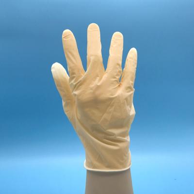 China ESD protction/powder free/surface clean room/texture class 1000 cream yellow color latex size XS disposable gloves powder free for sale