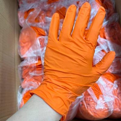 China ORANGE NITRILE GLOVES Strong / Durable / Delicate / Comfortable Free of Holes for sale