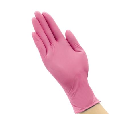 China Strong/durable/sensitive/comfortable/free of holes Rose Red Disposable Nitrile Gloves made to order for sale