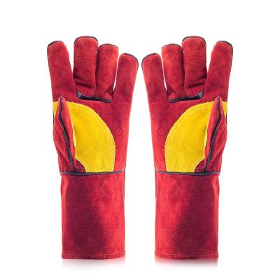 China Three Finger White Cowhide Leather Worker Gloves Welder for sale