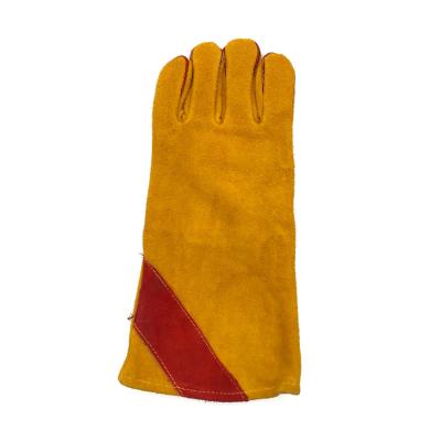 China Heat Resistant Double Palm Reinforced Work Fire Resistant Leather Gloves for sale