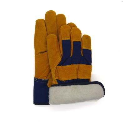 China Cow Split Leather Warm Winter Cold Weather Welding Work Gloves for sale