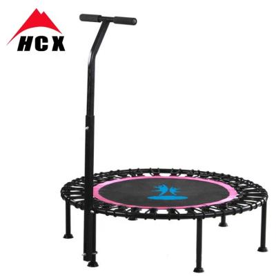 China Safety 48 Inch Mini Trampoline Folding Trampolines For Adults Fitness With Adjustable Foam Handle For Kids Indoor Outdoor Play for sale