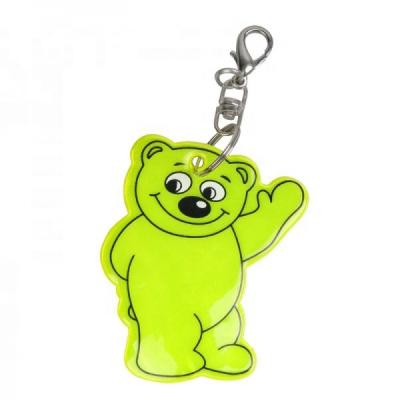 China Wholesale High Visibility Soft Reflex Plastic Bear Shaped Reflective Key Chain With Custom Logo for sale