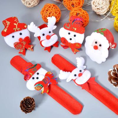 China 4pcs LED Christmas Slap Bracelet Plastic Red Pat Circle Hand Band Party Decoration for sale