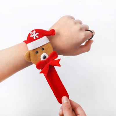 China 1pcs Plastic Cloth Slap Bracelet Santa Claus Christmas Party Holiday Ornament Gift Toy L for sale