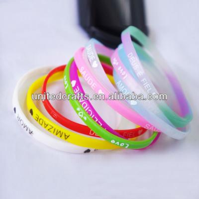 China Europe 2013 New Design Tiny Colorful Glow In The Dark Silicone Wristband for sale