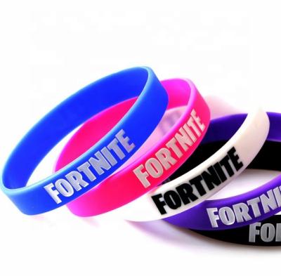 China Fashionable and Gift Birthday Decoration Custom Printed Debossed Silicone Wristband Bracelets Silicone Wristbands for sale