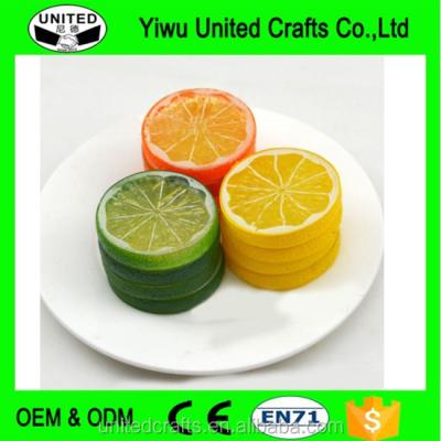 China China New 1 PC Artificial Plastic Lemon Slices Realistic Decorative Fruit 3 Fake Colors for sale