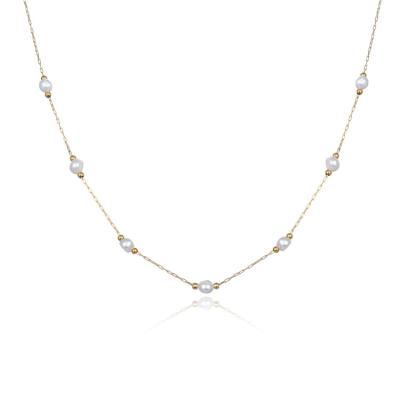 China Best Price CLASSIC High Quality Pearl And Gemstone Gold Necklace Jewelry For Women for sale