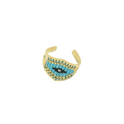 China Charming BOHEMIA stainless steel seed miyuki beads rings 18k gold plated jewelry for sale