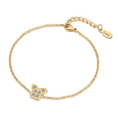 China FASHIONABLE Popular Jewelry 17+3cm Stainless Steel Butterfly Charm Bracelet Gold Plating for sale