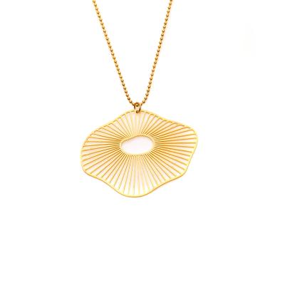 China CLASSIC Classic Gold Plated Stainless Steel Lotus Pendant Necklace Along for sale