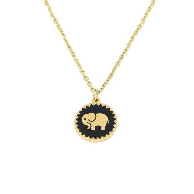 China Stainless Steel CLASSIC Cute Elephant Pendant Necklace 18K Gold Plated Jewelry Necklace 45cm Plus 5cm Extra Chain for sale