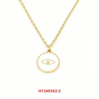 China 2020 Fashion Trendy Hot Sale European Eye Necklace Stainless Steel Gold Plating Turkey Eye Jewelry Pendant Wholesale in China for sale