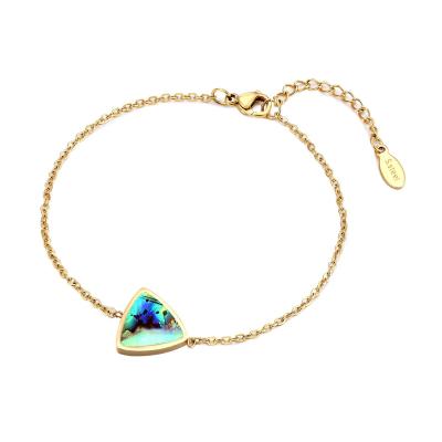 China Wholesale Popular Natural Stones Triangle BOHEMIA Stainless Steel 18K Gold Luxury Charm Bracelet For Women For Girls for sale