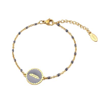 China FASHIONABLE Popular Statistical Institute Style Feather Charm Faith Bracelet 18k Gold Plated Wholesale for sale