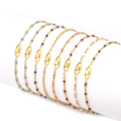 China Charm Classic Enamel BOHEMIA EYE Thin Beaded Chain Bracelet For US Market for sale