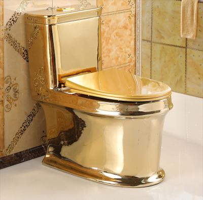 China Double-flow Bathroom Ceramic Sanitary Ware Color Toilet Gold WC Gold Toilet For Sale for sale