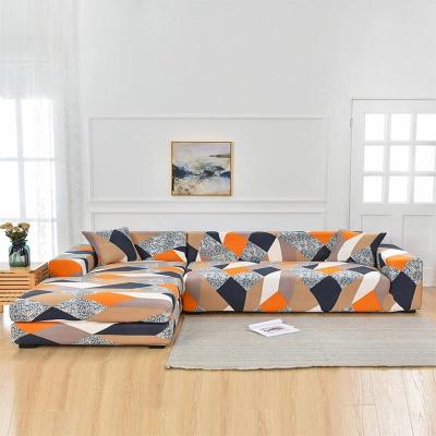 China Modern Geometric Printed Elastic Sofa Cover Stretch 7 Seater I Shape Slipcover Living Room Furniture Sectional Covers for sale