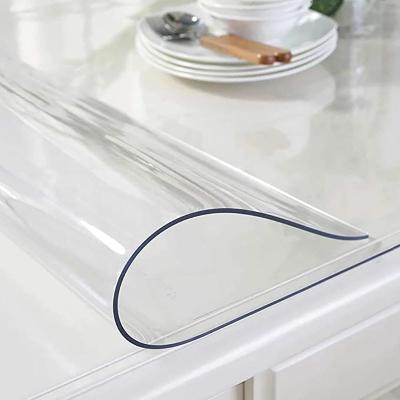 China PVC 2MM Waterproof Custom Transparent Plastic Tablecloths Clear Table Cover Protector For Dining Room Table Protector For Kitchen Wood Grain for sale