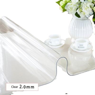 China 100% Waterproof Clear Plastic Waterproof Spill Proof Plastic Tablecloth Oil Protector Table Cloth Easy Clean PVC Table Cover For Dining Party for sale