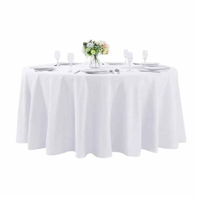 China Waterproof Customized 90 Inch Round Polyester Washable Table Cloth White Customized Decorative Table Cover For Wedding Party Dining Banquet for sale