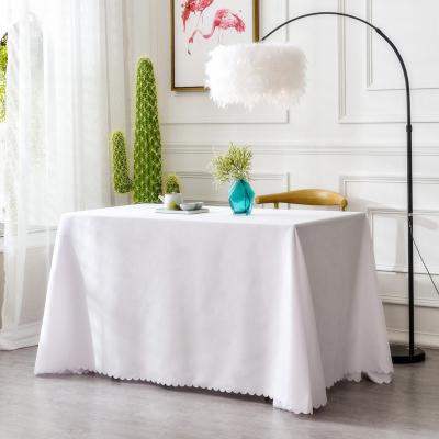 China Rectangle Tablecloth Waterproof White Fitted Stain And Wrinkle Resistant Washable Polyester Table Cloth Decorative Table Cover for sale