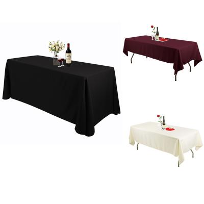 China Waterproof Square 6ft Custom Tablecloth Black Rectangle Tablecloth With Logo Polyester Fabric Tablecloth Wrinkle Resistant For Party for sale