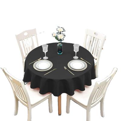 China Waterproof Round Table Cloth Waterproof 120 Inch Stain Resistant And Wrinkle Black Table Cloth Polyester Table Cover For Party for sale