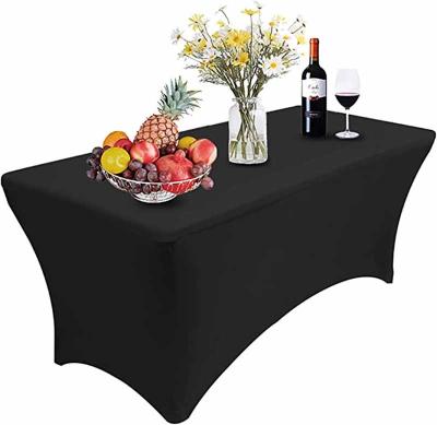 China Waterproof 6ft Stretch Spandex Table Cover Folding Tables Rectangular Fitted Tablecloth Protector For Wedding Banquet Party Tablecloths for sale