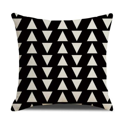 China Amazon Classic Anti-Static Digital Geometric Printing Pillow Covers Black And White Linen Cushion Cover Pillow Case For Home Use for sale